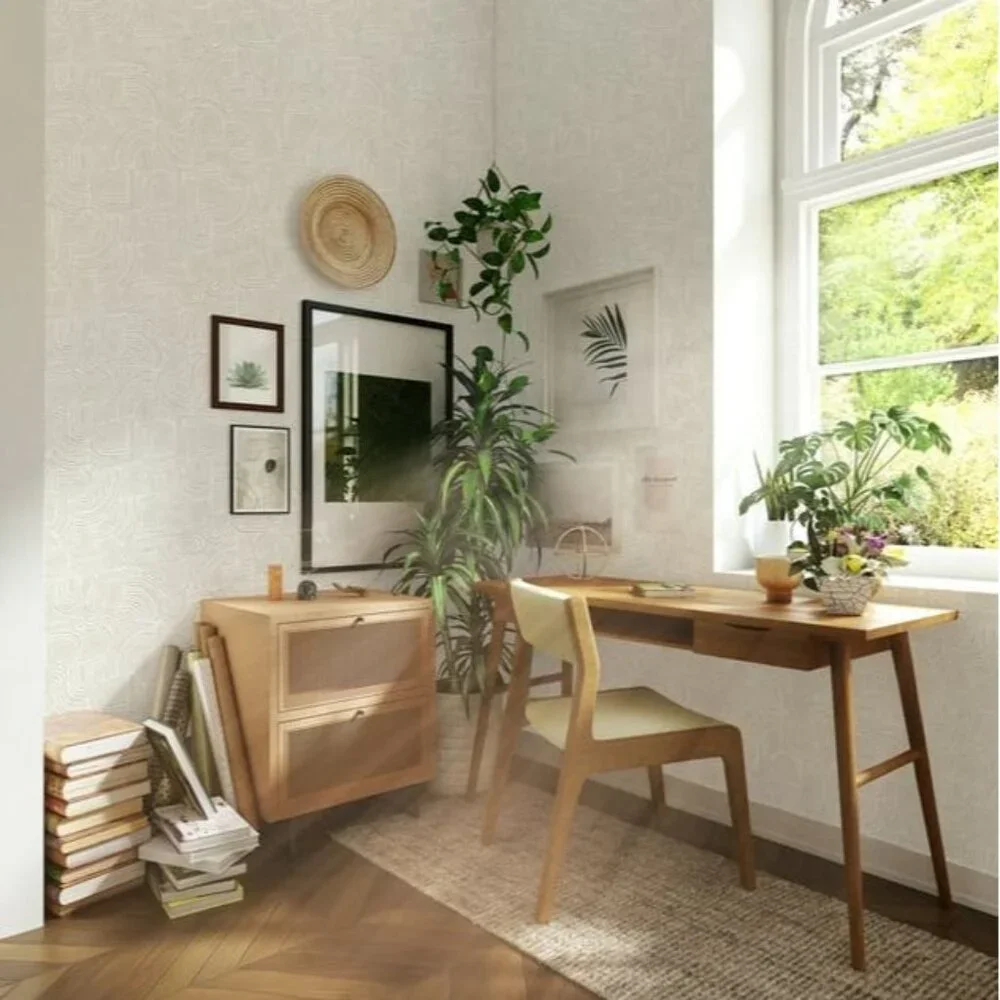 Tempaper Swell Sand Removable Vinyl Wallpaper Beige White